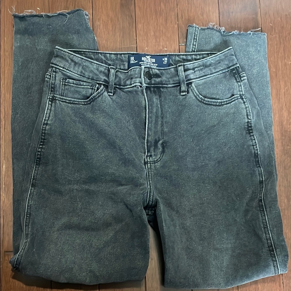 Hollister Black Washed High-Rise Straight Jeans